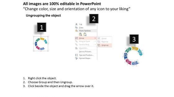Six Arrows In Circular Flow Powerpoint Templates