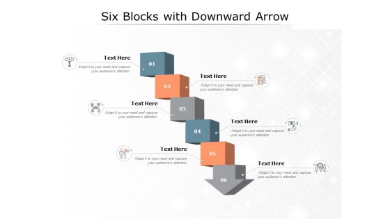 Six Blocks With Downward Arrow Ppt PowerPoint Presentation Layouts Maker