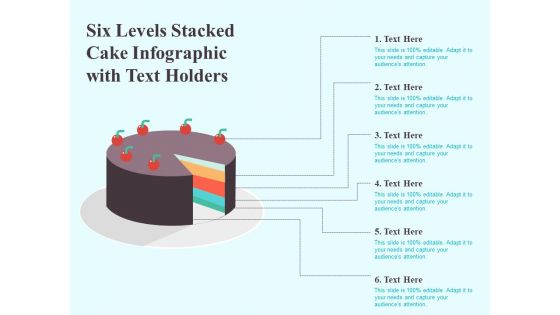 Six Levels Stacked Cake Infographic With Text Holders Ppt PowerPoint Presentation Portfolio Good PDF