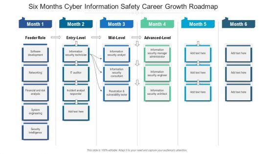 Six Months Cyber Information Safety Career Growth Roadmap Portrait