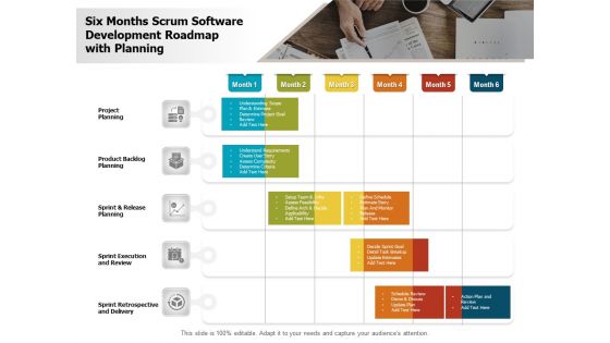 Six Months Scrum Software Development Roadmap With Planning Structure