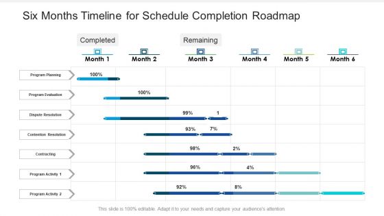 Six Months Timeline For Schedule Completion Roadmap Introduction