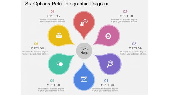 Six Options Petal Infographic Diagram Powerpoint Template