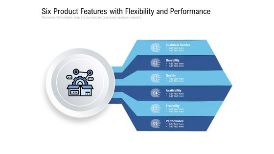 Six Product Features With Flexibility And Performance Ppt PowerPoint Presentation Icon Format Ideas