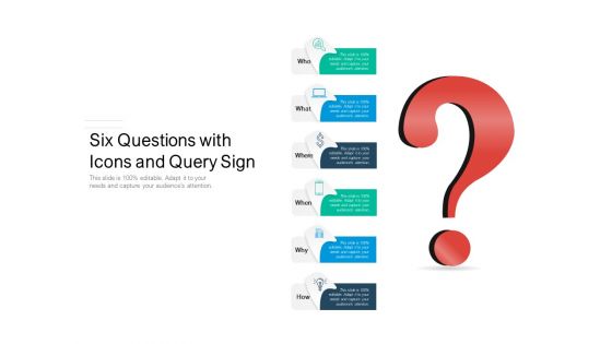 Six Questions With Icons And Query Sign Ppt PowerPoint Presentation Pictures Layout Ideas PDF