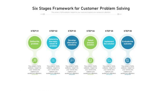 Six Stages Framework For Customer Problem Solving Ppt PowerPoint Presentation Ideas Designs PDF