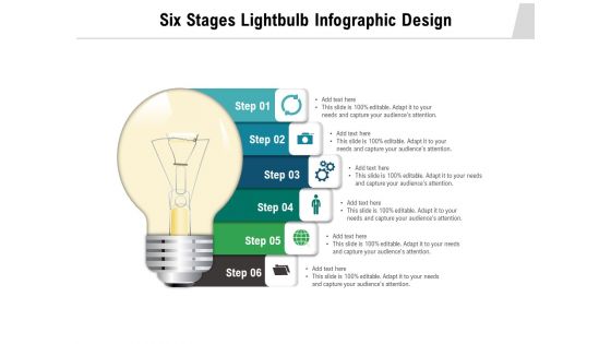 Six Stages Lightbulb Infographic Design Ppt PowerPoint Presentation Topics PDF