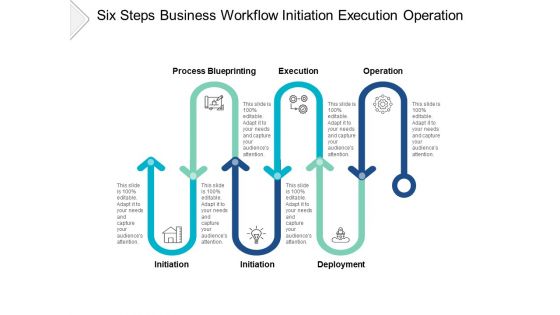 Six Steps Business Workflow Initiation Execution Operation Ppt PowerPoint Presentation Summary Slides