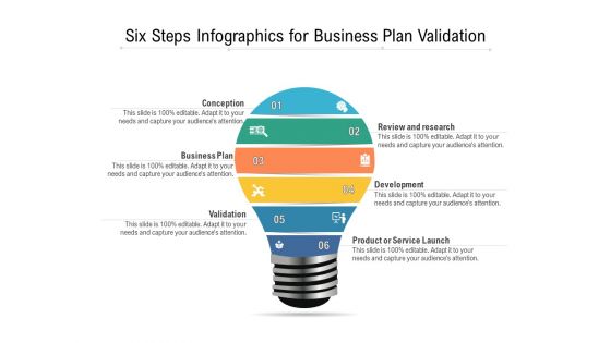 Six Steps Infographics For Business Plan Validation Ppt PowerPoint Presentation File Graphics Download PDF