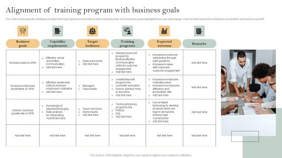 Skill Enhancement Plan Alignment Of Training Program With Business Goals Mockup PDF