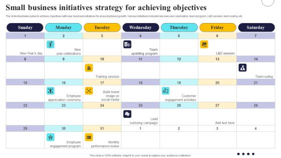 Small Business Initiatives Strategy For Achieving Objectives Clipart PDF