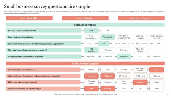 Small Business Survey Sample Ppt PowerPoint Presentation Complete Deck With Slides Survey