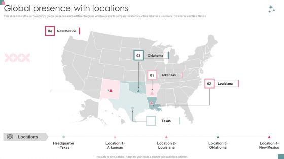 Small Business Venture Company Profile Global Presence With Locations Professional PDF
