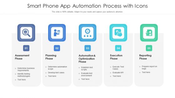 Smart Phone App Automation Process With Icons Ppt PowerPoint Presentation Icon Display PDF