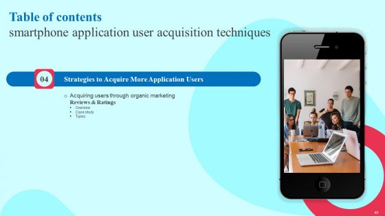 Smartphone Application User Acquisition Techniques Ppt PowerPoint Presentation Complete Deck With Slides