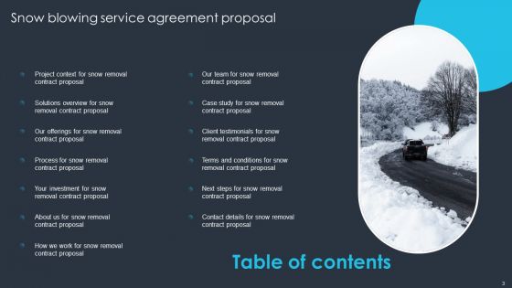 Snow Blowing Service Agreement Proposal Ppt PowerPoint Presentation Complete Deck With Slides