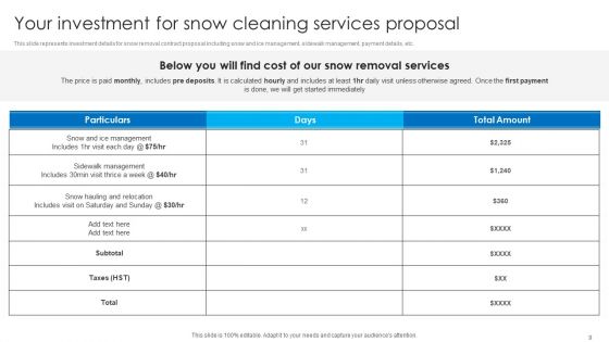 Snow Cleaning Services Proposal Ppt PowerPoint Presentation Complete Deck With Slides