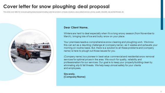 Snow Ploughing Deal Proposal Ppt PowerPoint Presentation Complete Deck With Slides