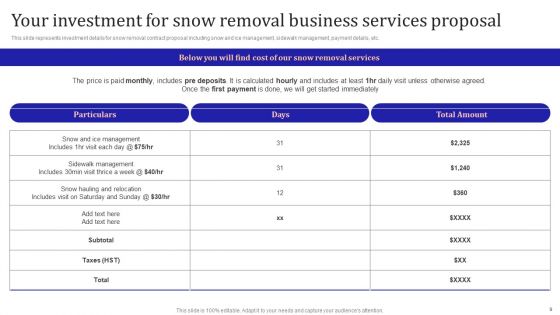 Snow Removal Business Services Proposal Ppt PowerPoint Presentation Complete Deck With Slides