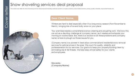 Snow Shoveling Services Deal Proposal Ppt PowerPoint Presentation Complete Deck With Slides
