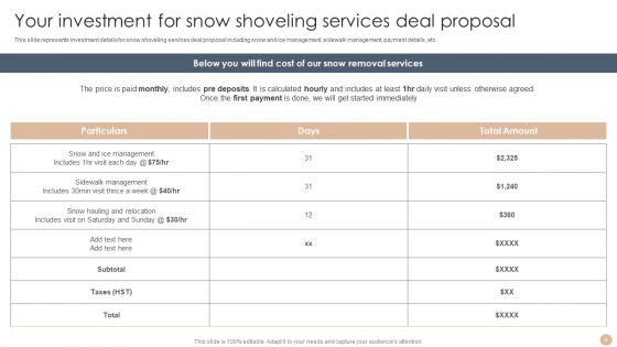 Snow Shoveling Services Deal Proposal Ppt PowerPoint Presentation Complete Deck With Slides