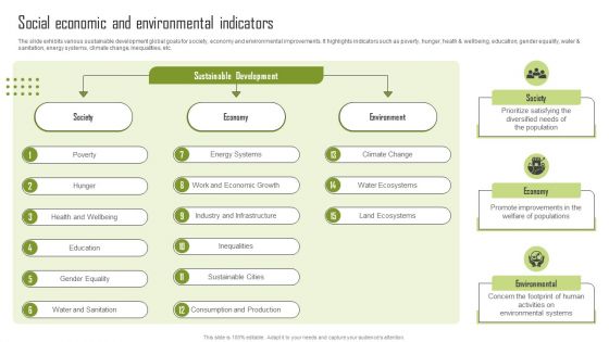 Social Economic And Environmental Indicators Structure PDF