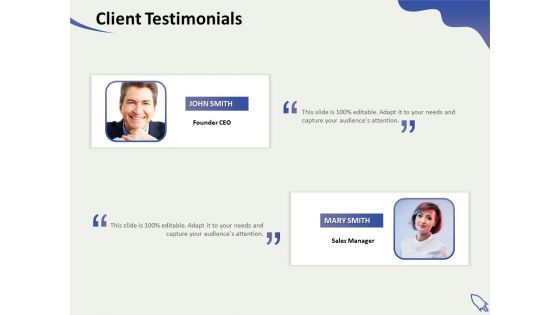 Social Enterprise Funding Client Testimonials Ppt PowerPoint Presentation Ideas Picture PDF
