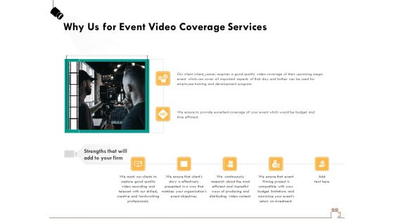 Social Gathering Movie Making Why Us For Event Video Coverage Services Ppt Model Good PDF