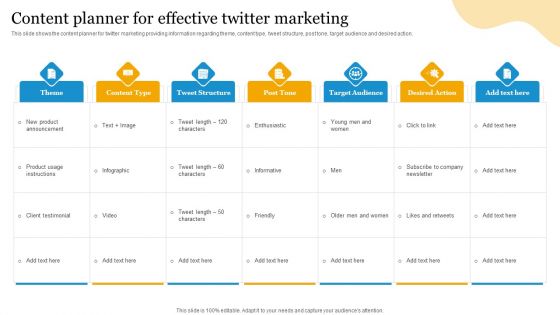 Social Media Advertising Through Twitter Content Planner For Effective Twitter Marketing Summary PDF Social Media Advertising Through Twitter Content Planner For Effective Twitter Marketing Summary PDF