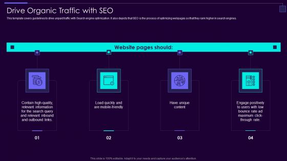 Social Media Brand Promotion Instructions Playbook Drive Organic Traffic With SEO Graphics PDF