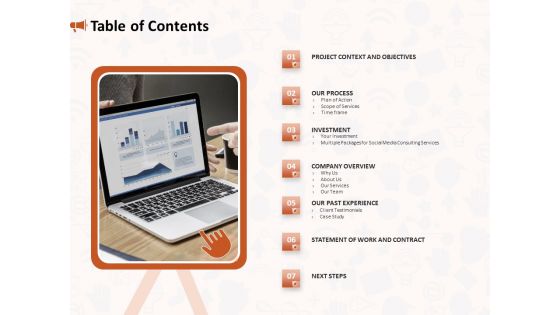 Social Media Consultancy Table Of Contents Information PDF