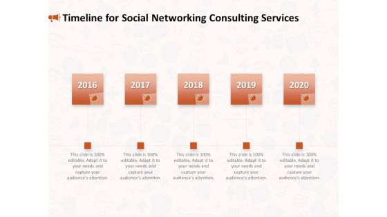 Social Media Consultancy Timeline For Social Networking Consulting Services Ideas PDF