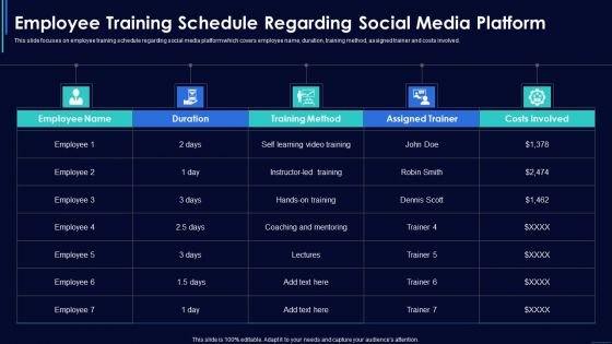 Social Media Hiring Strategic Procedure Employee Training Schedule Regarding Social Media Platform Structure PDF