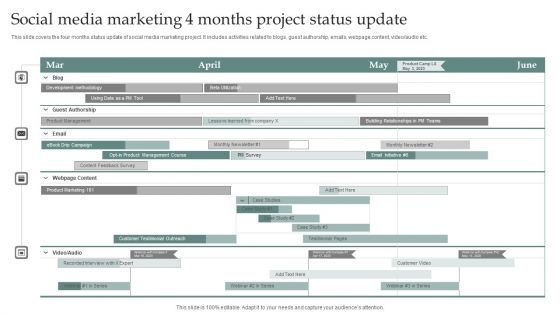Social Media Marketing 4 Months Project Status Update Graphics PDF