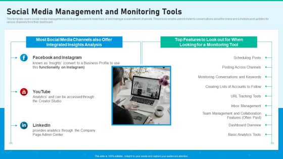 Social Network Playbook Social Media Management And Monitoring Tools Ppt Ideas Microsoft PDF