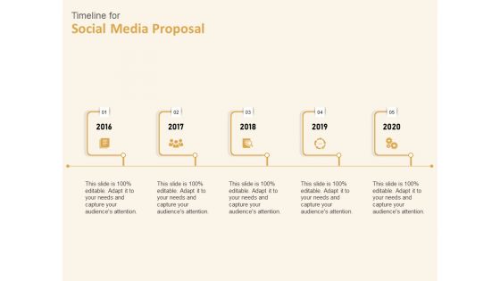Social Network Timeline For Social Media Proposal 2016 To 2020 Ppt Icon Graphic Tips PDF