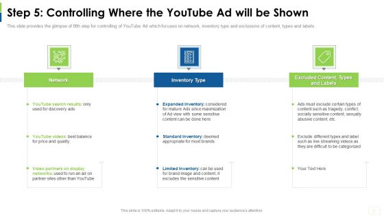 Social Platform As Profession Step 5 Controlling Where The Youtube Ad Will Be Shown Designs PDF