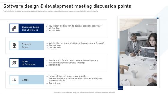 Software Development Playbook Software Design And Development Meeting Discussion Points Formats PDF