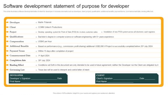 Software Development Statement Of Purpose For Developer Structure PDF Software Development Statement Of Purpose For Developer Structure PDF