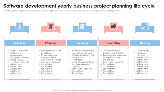 Software Development Yearly Business Project Planning Life Cycle Information PDF