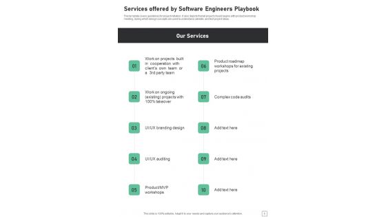Software Engineers Playbook Template