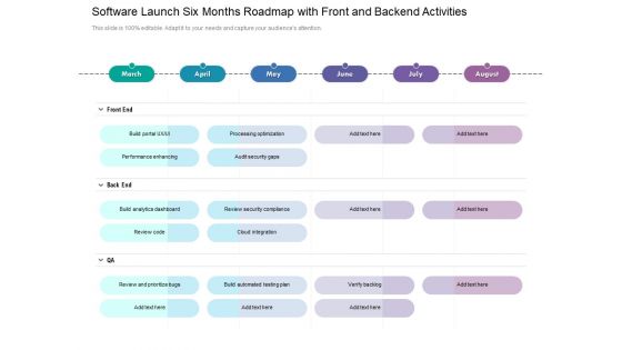 Software Launch Six Months Roadmap With Front And Backend Activities Clipart Software Launch Six Months Roadmap With Front And Backend Activities Clipart