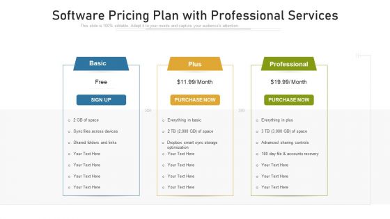 Software Pricing Plan With Professional Services Ppt Infographic Template Introduction PDF