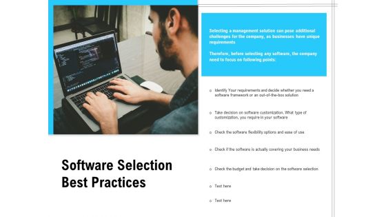 Software Selection Best Practices Ppt PowerPoint Presentation Styles Graphics Pictures PDF