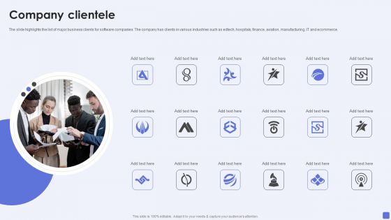 Software Services Business Profile Company Clientele Ppt PowerPoint Presentation Gallery Slides PDF