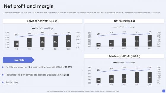 Software Services Business Profile Net Profit And Margin Ppt PowerPoint Presentation File Slides PDF