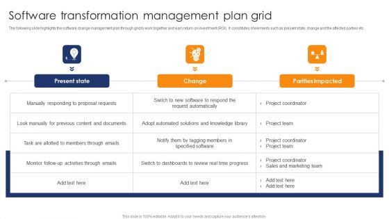 Software Transformation Management Plan Grid Template PDF