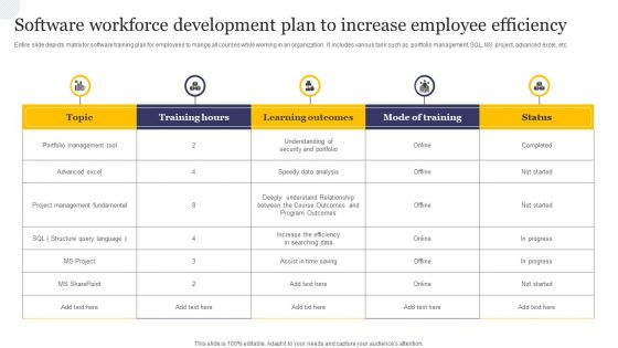 Software Workforce Development Plan To Increase Employee Efficiency Information PDF