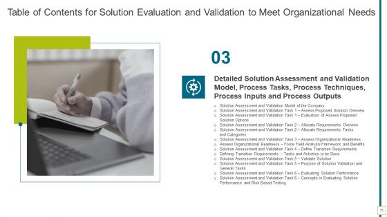 Solution Evaluation And Validation To Meet Organizational Needs Ppt PowerPoint Presentation Complete Deck With Slides