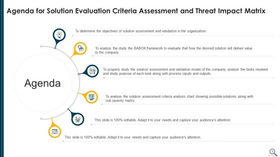 Solution Evaluation Criteria Assessment And Threat Impact Matrix Ppt PowerPoint Presentation Complete Deck